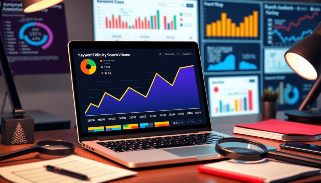 Analyzing keyword difficulty and search volume